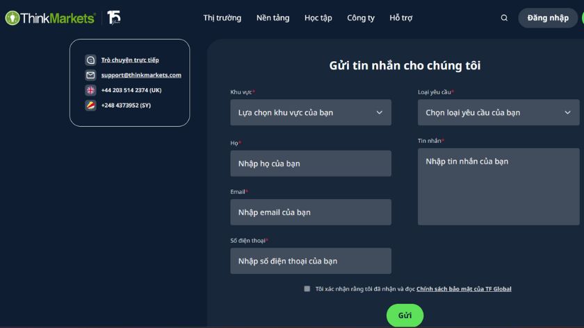 Dịch vụ hỗ trợ của ThinkMarkets