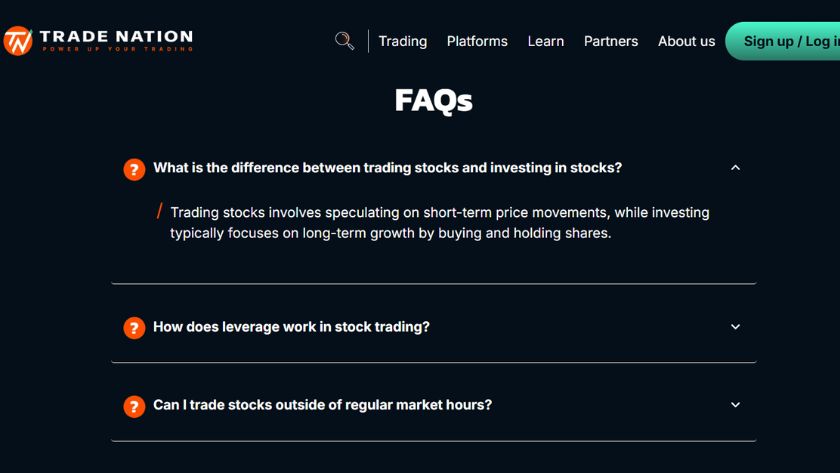 FAQs của Trade Nation