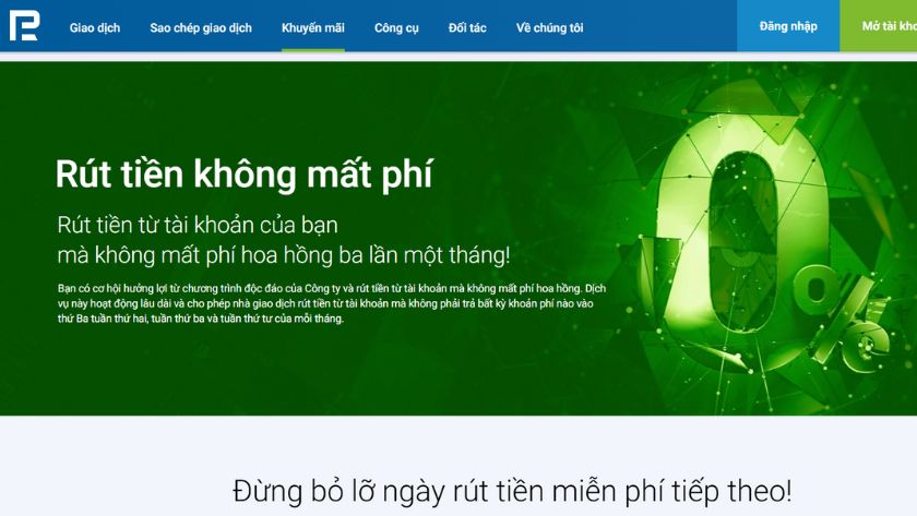 RoboForex rút tiền không mất phí