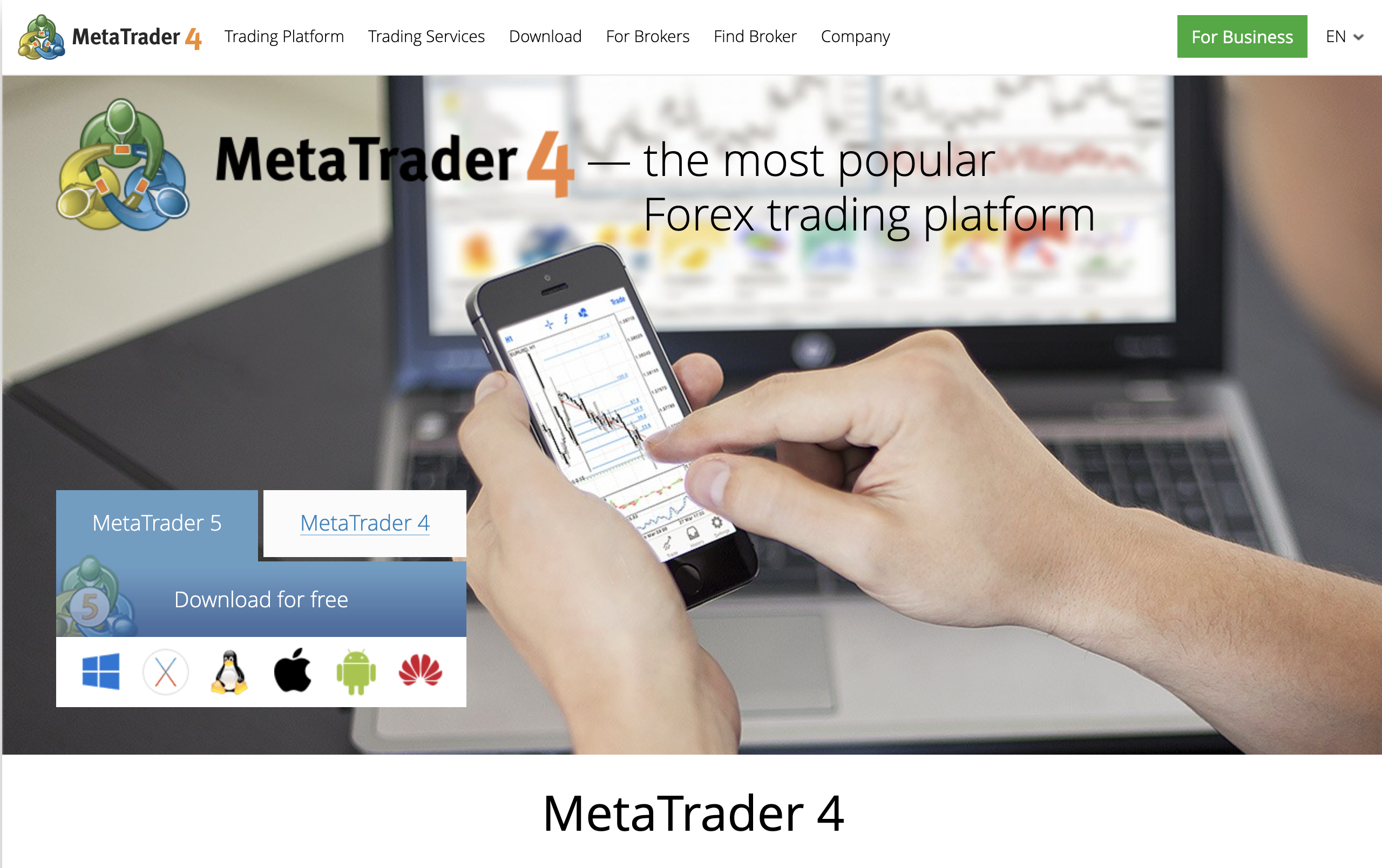 Trang chủ chính thức của MetaTrader 4