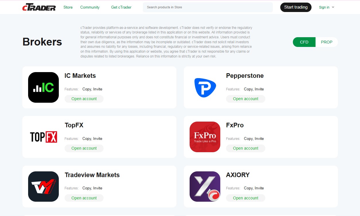 Chọn một Sàn Forex hỗ trợ cTrader uy tín