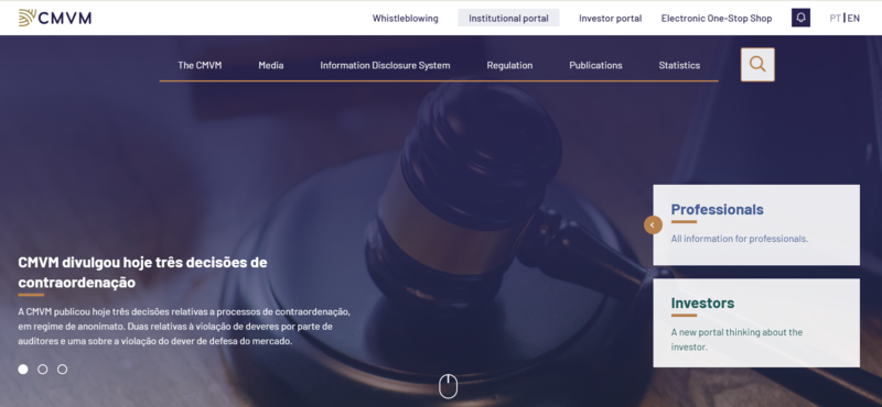 Trang chủ website CMVM Trang chủ website CMVM