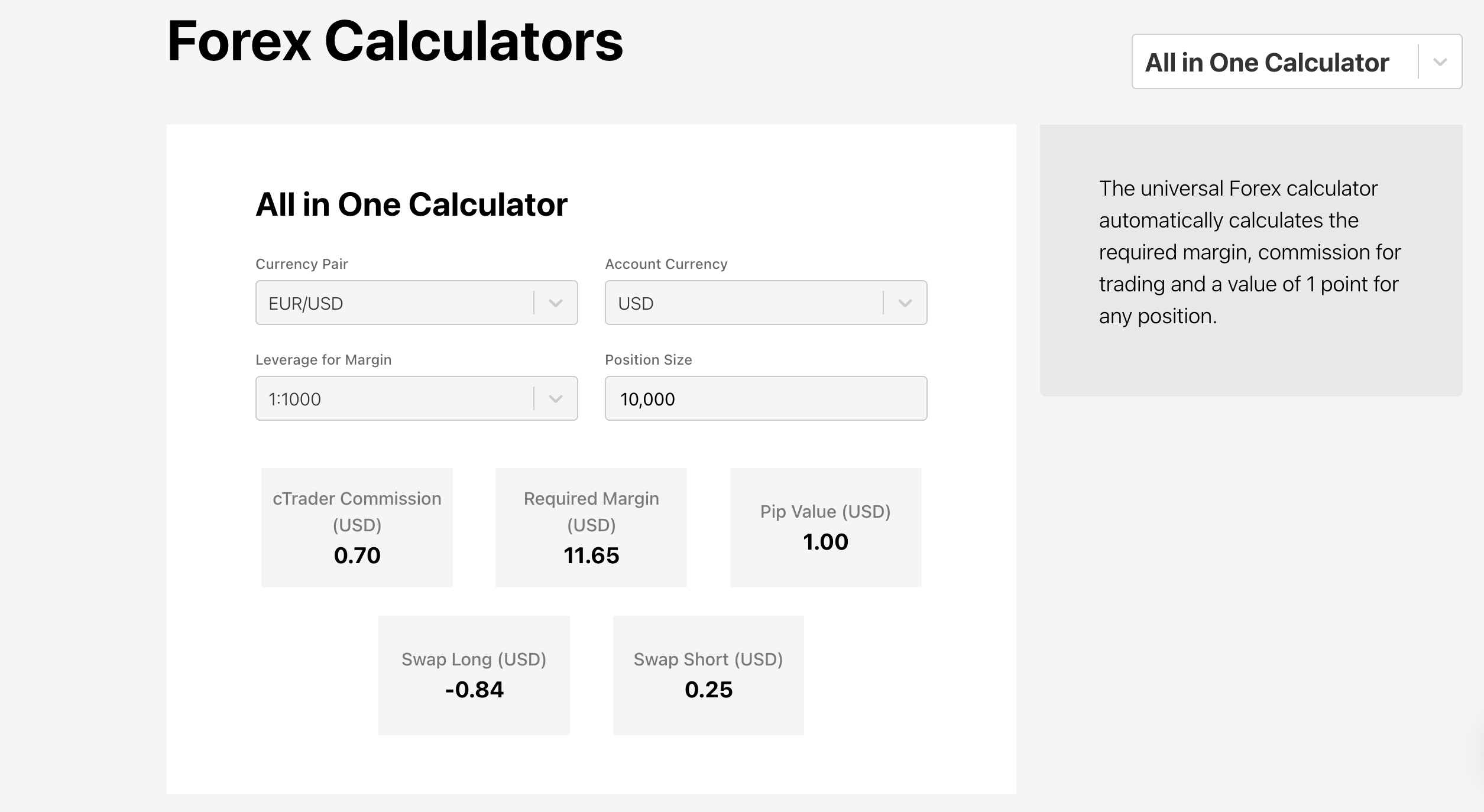 Công cụ tính swap trên một số sàn giao dịch