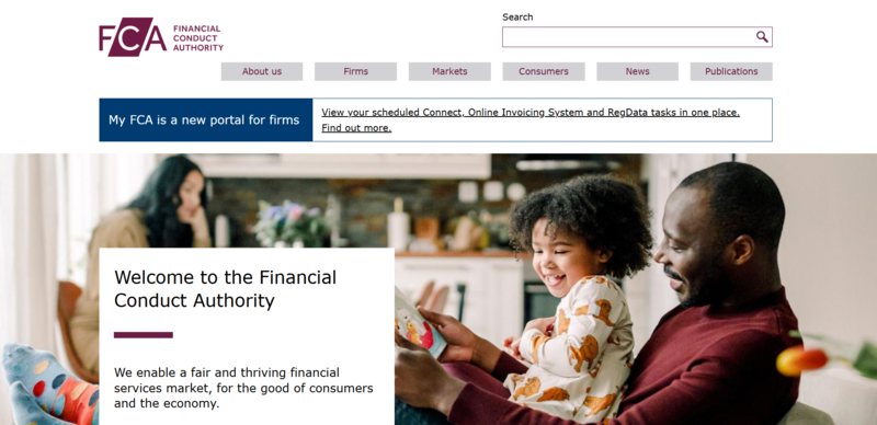Trang chủ FCA Register với ô tìm kiếm