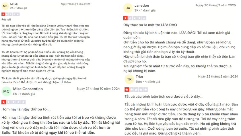 Một vài bình luận từ các trader