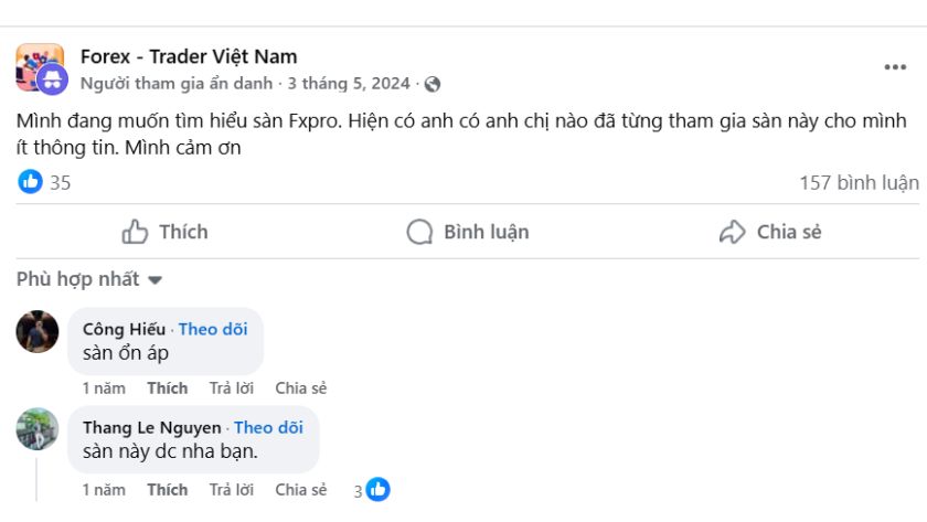 Đánh giá của trader Việt về FXPro