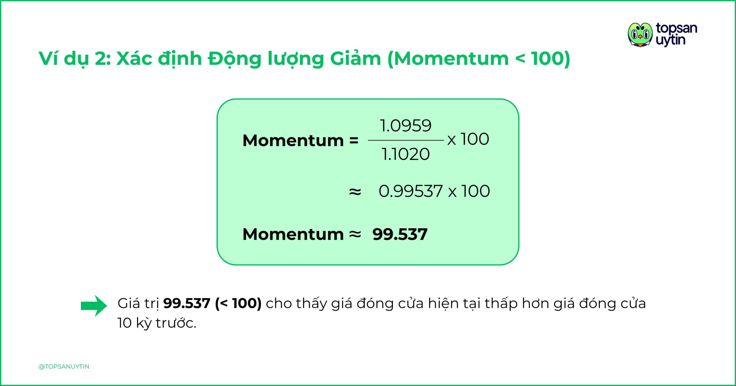 Ví dụ 2: Xác định Động lượng Giảm (Momentum < 100)