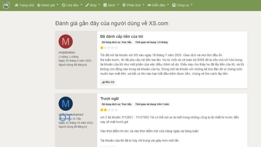Đánh giá của trader về sàn XS trên FPA