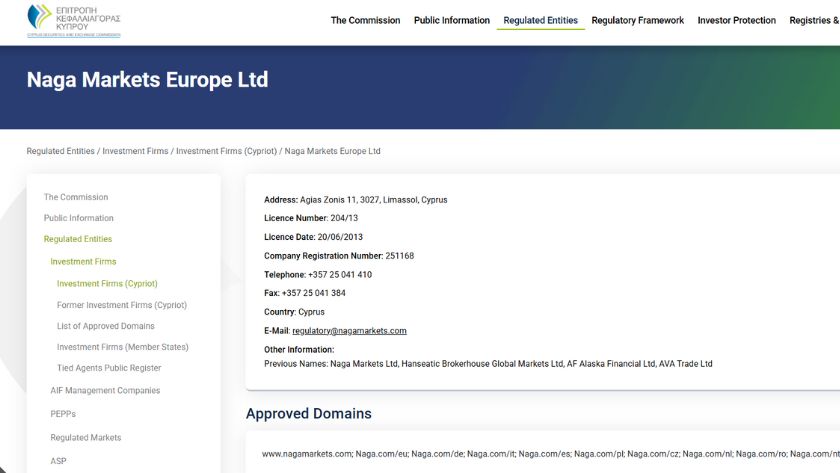 Thông tin giấy phép CySEC của NAGA