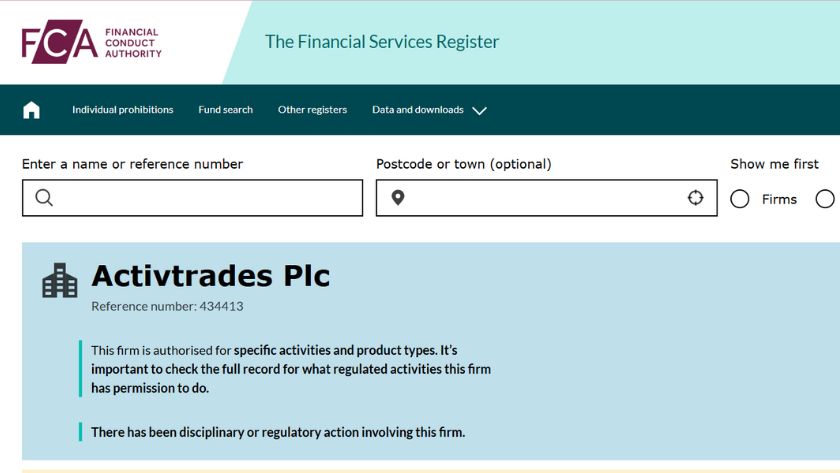 Thông tin giấy phép FCA của ActivTrades
