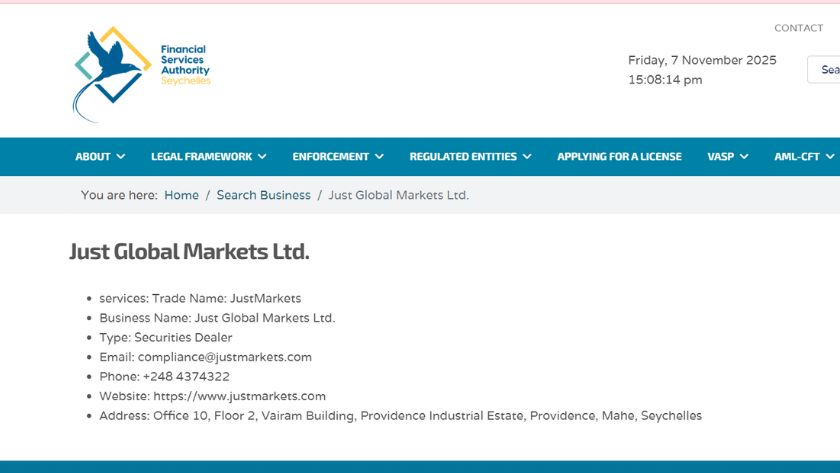 Thông tin giấy phép FSA của JustMarkets