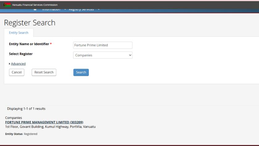 Thông tin giấy phép VFSC của FPG