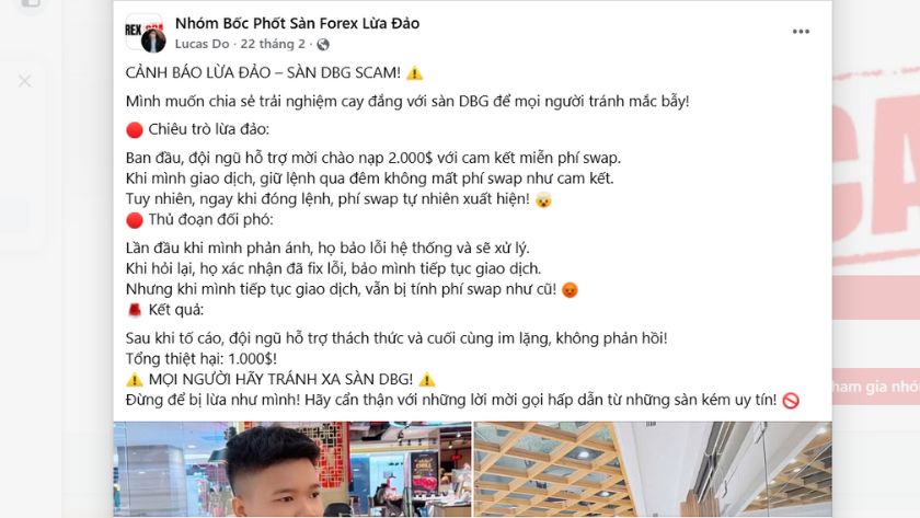 Trader Việt tố cáo DBG Markets làm thiệt hại $1000