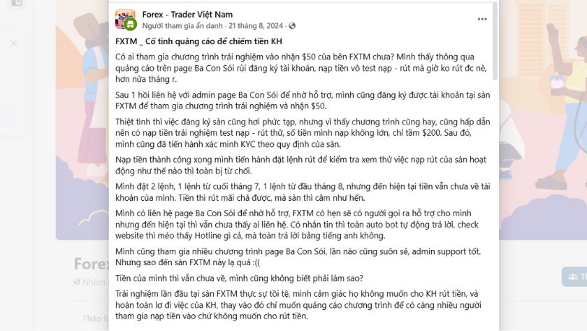 Trader Việt tố cáo FXTM chiếm đoạt tiền khách hàng