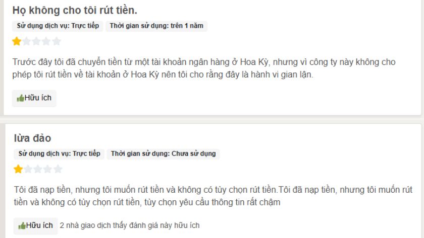 Trader không thể rút tiền tại Valutrades