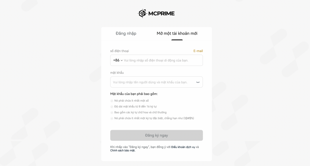 Cách đăng ký nhận Bonus MC Prime