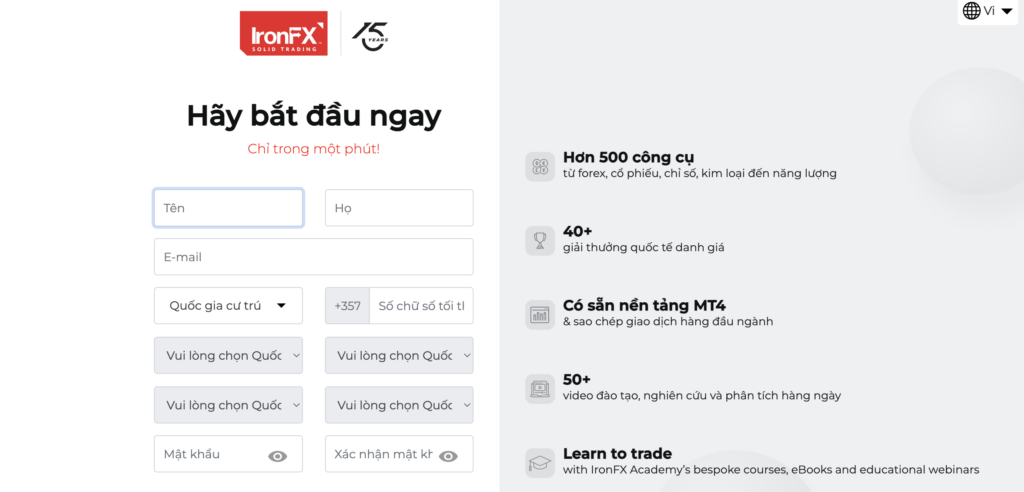 Cách đăng ký nhận Bonus IronFX
