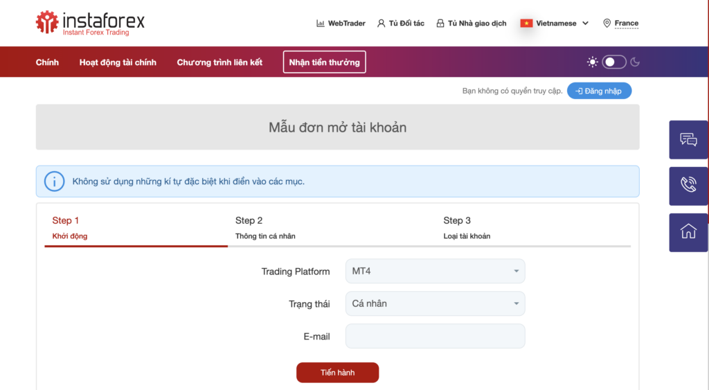 Cách đăng ký nhận Bonus InstaForex Cách đăng ký nhận Bonus InstaForex