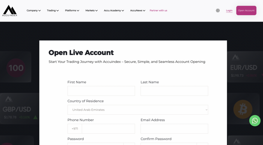 Cách đăng ký nhận Bonus Accuindex