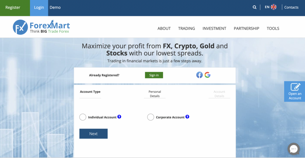 Cách đăng ký nhận Bonus ForexMart