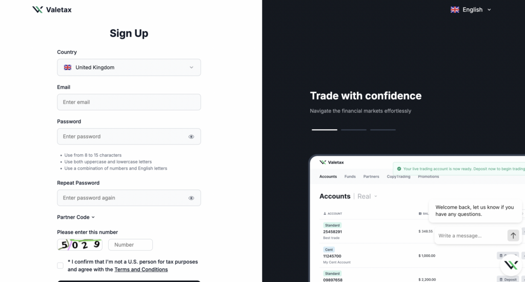 Cách đăng ký nhận Bonus Valetax
