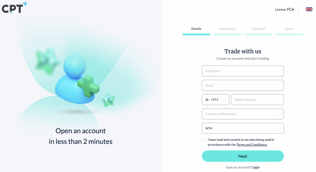 Cách đăng ký nhận Bonus CPT Markets