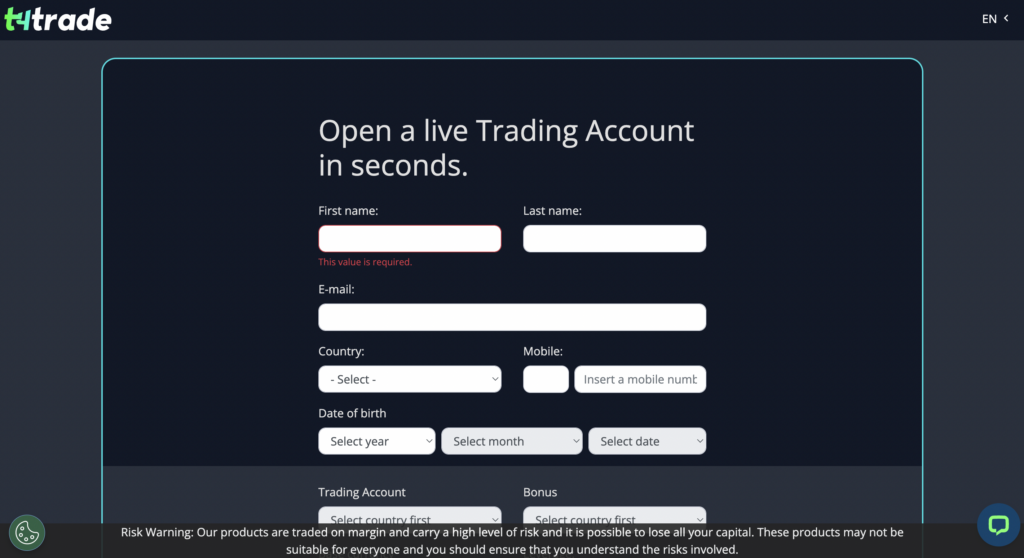 Cách đăng ký nhận Bonus T4Trade