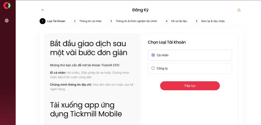 Cách đăng ký nhận Bonus Tickmill
