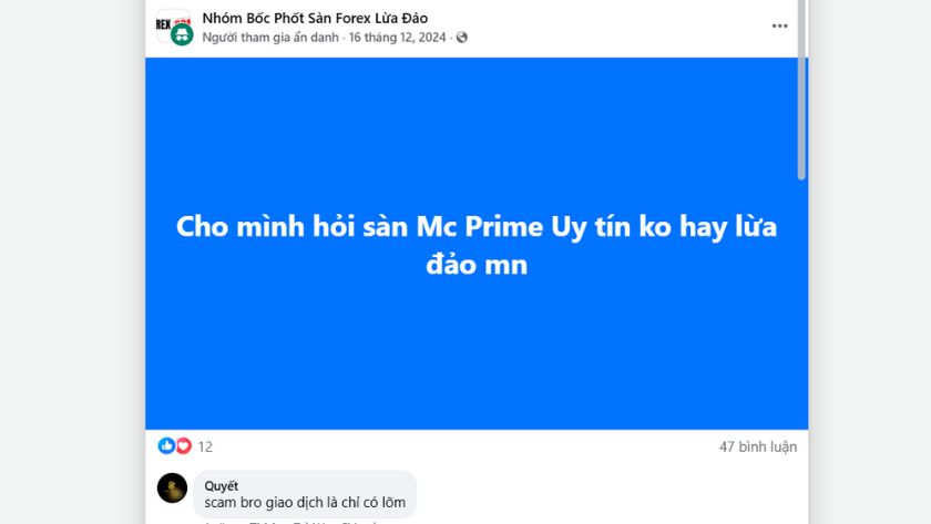 Đánh giá của trader Việt về MC Prime