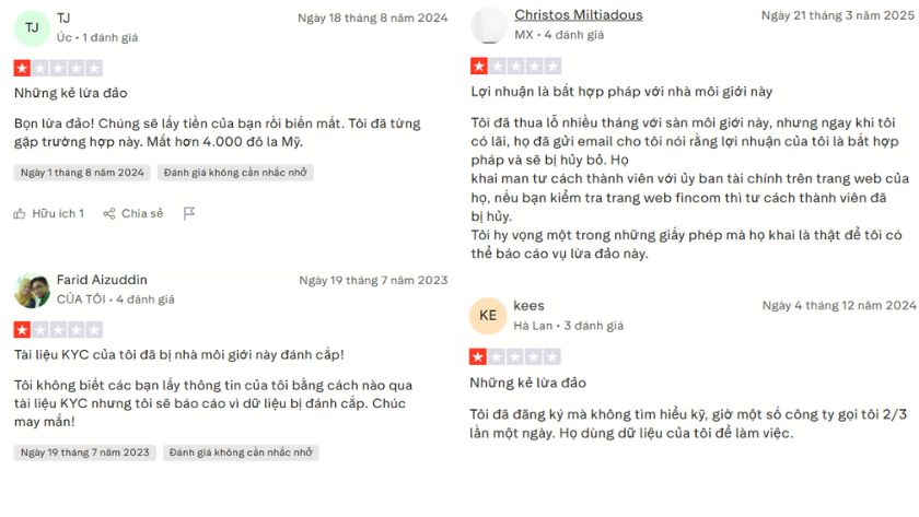 Không thể rút tiền, lộ thông tin, hủy lợi nhuận,.. trên Vida Markets - Một vài chia sẻ của trader trên Trustpilot