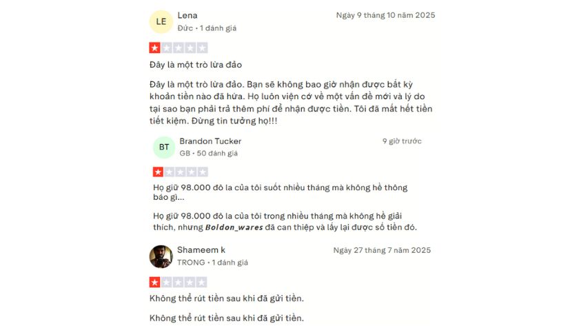 Không thể rút tiền tại Wealth FX - Đánh giá của trader trên Trustpilot