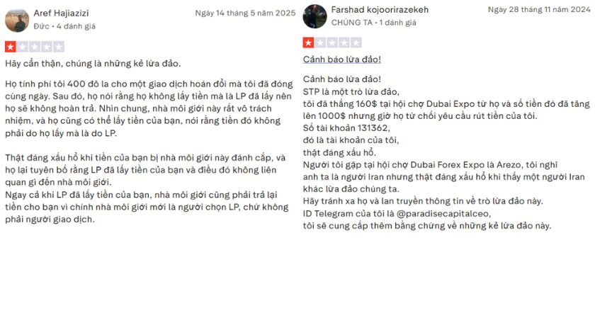 Nhiều trader tố cáo STP Trading lừa đảo trên Trustpilot