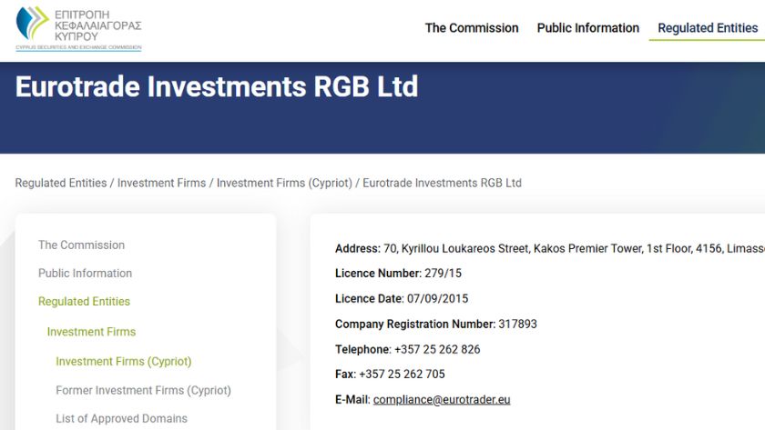 Thông tin giấy phép CySEC của Eurotrader