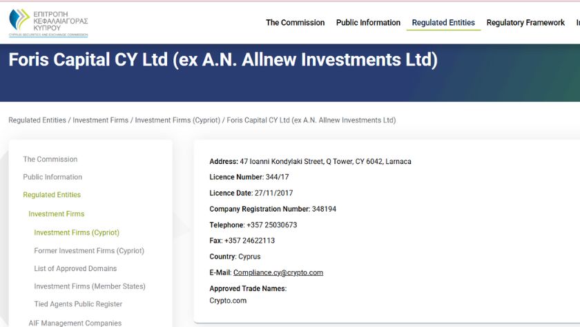 Thông tin giấy phép CySEC của LegacyFX
