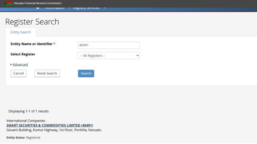 Thông tin giấy phép VFSC của SmartFX