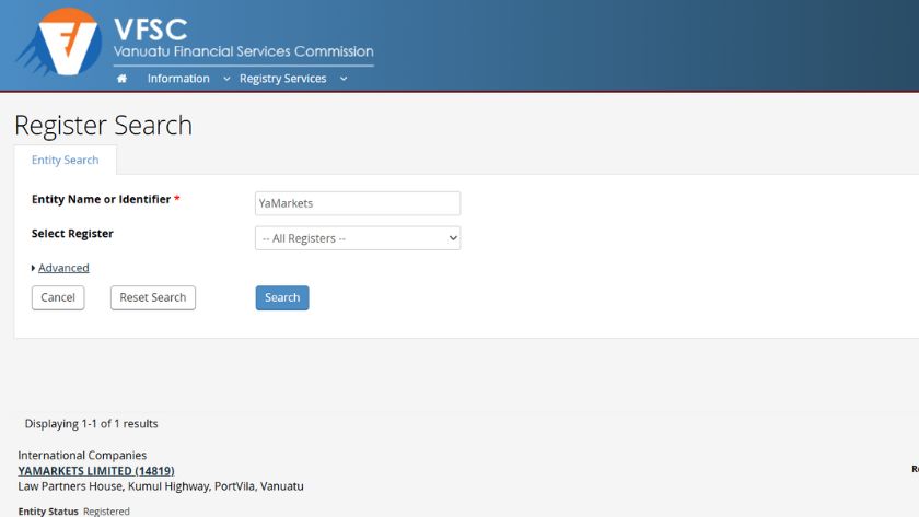 Thông tin giấy phép VFSC của YaMarkets