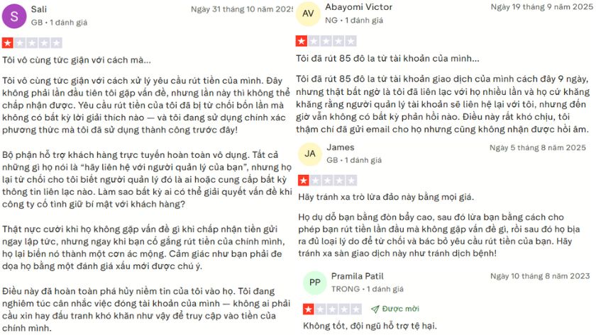 Trader đánh giá về sàn CapitalXtend trên Trustpilot Rất khó rút tiền