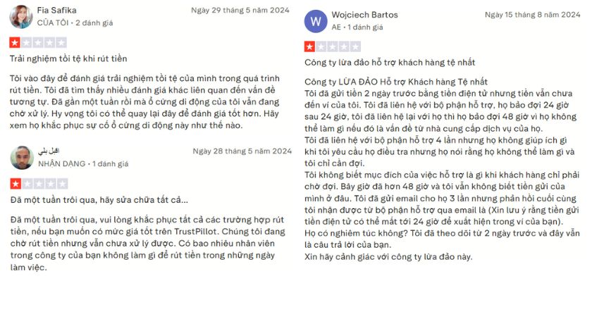 Trader phản ánh việc nạp - rút tiền tại Eurotrader rất khó khăn