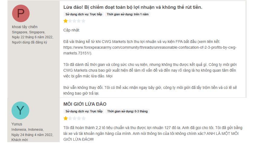 Trader tố cáo CWG lừa đảo trên diễn đàn Forex Peace Army