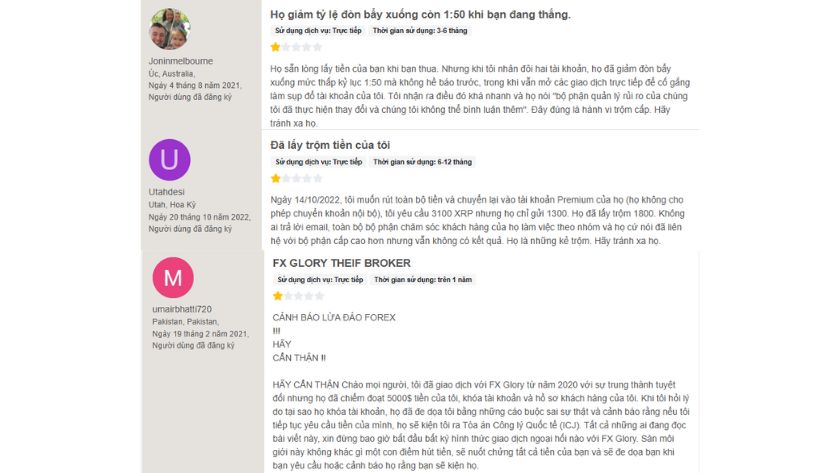 Trader tố cáo sàn FxGlory trên Forex Peace Army