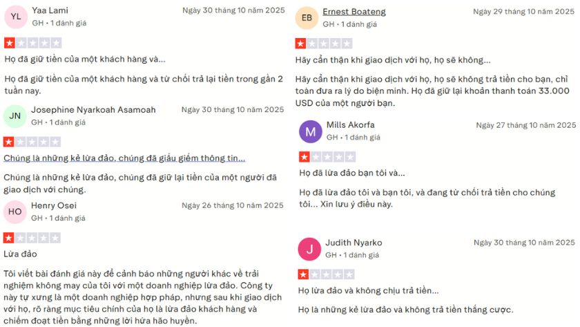 Trên Trustpilot, Amega cũng nhận về rất nhiều tố cáo lừa đảo