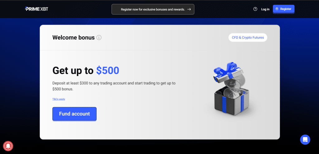 Welcome bonus 500 USD - Bonus PRIME XBT
