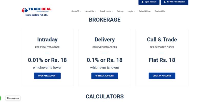 Biểu phí các loại tài khoản giao dịch nội đia của Tradedeal
