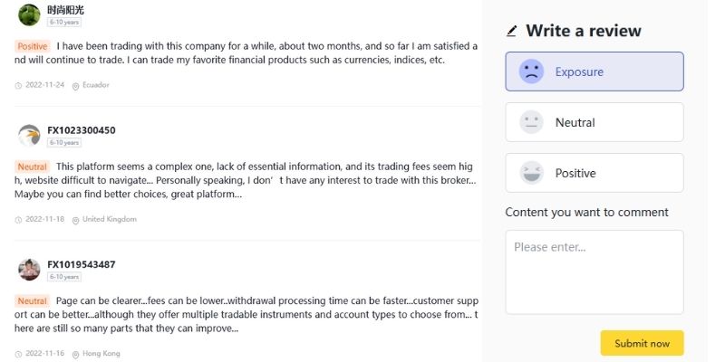 Các đánh giá từ người dùng dành cho sàn iDealing