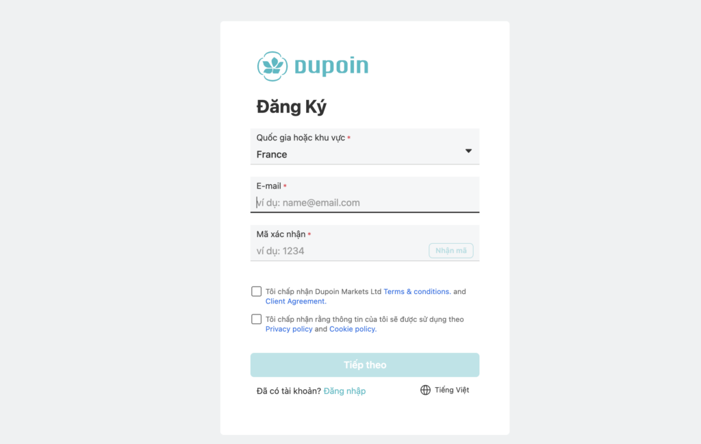 Cách đăng ký nhận Bonus Dupoin