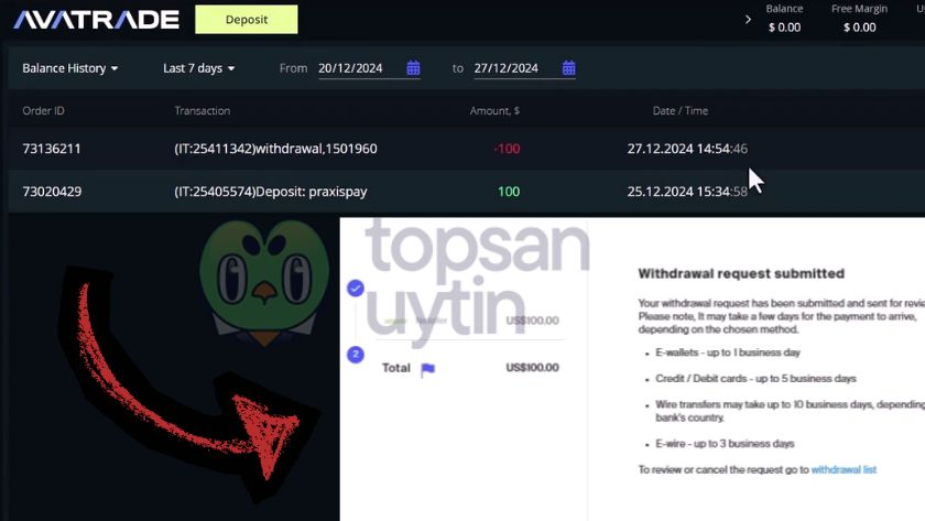 Top Sàn Uy Tín Team thử nghiệm thực tế tính năng nap - rút tiền Avatrade