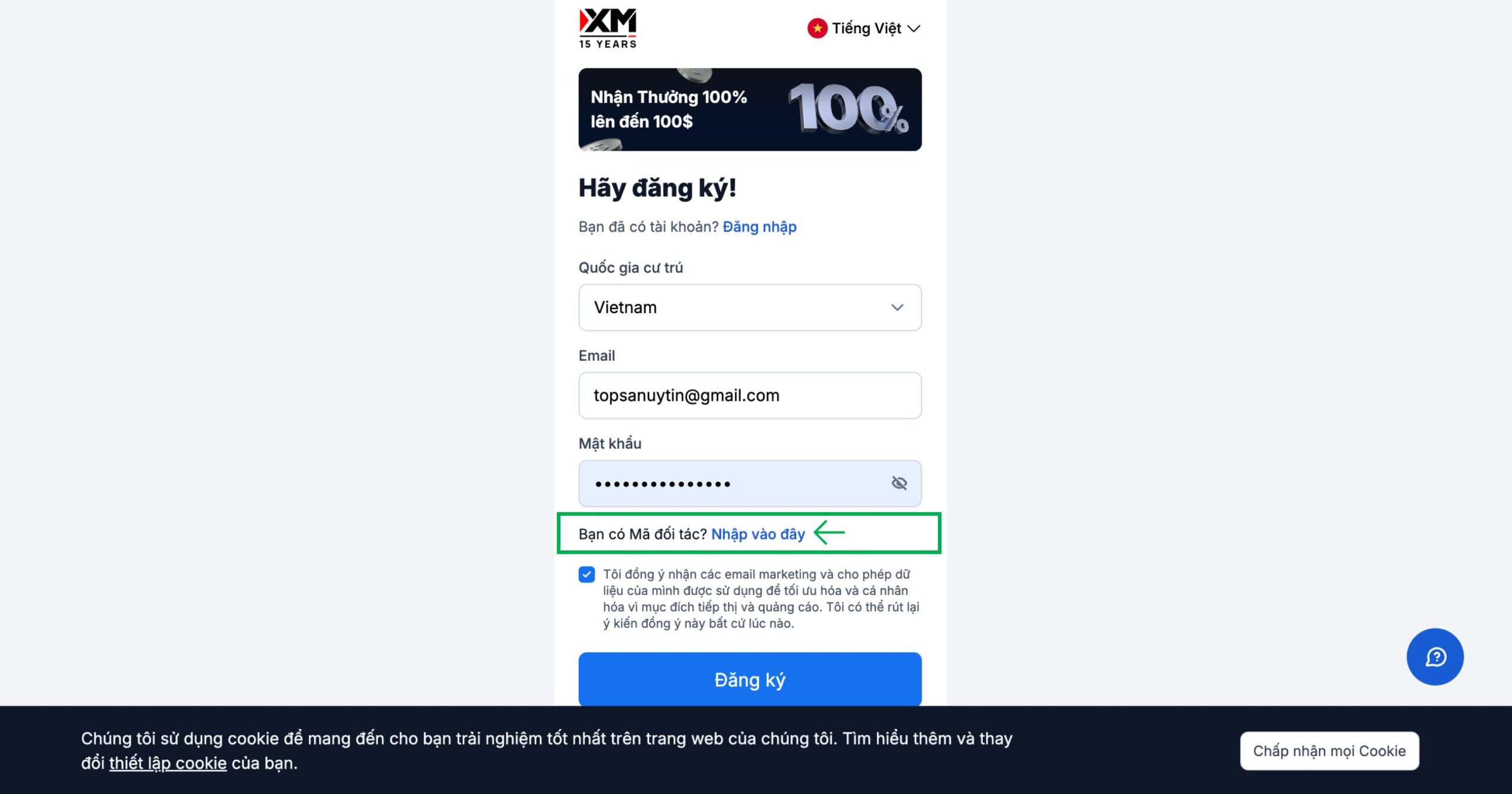 Nhập thông tin cá nhân của bạn