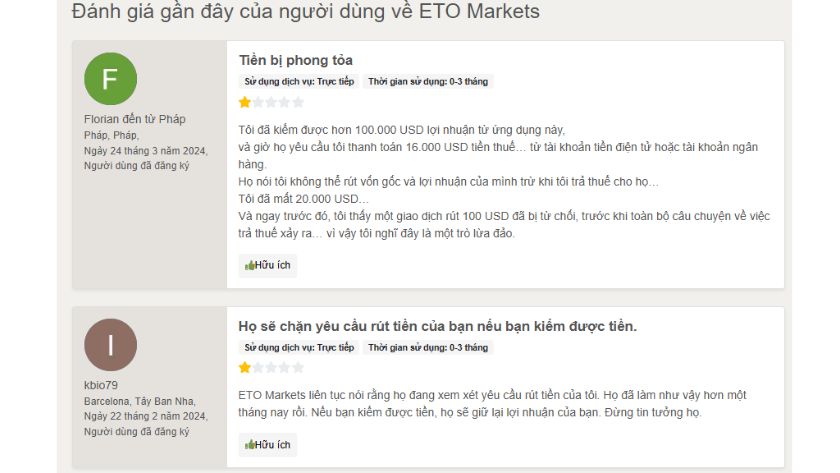 Đánh giá của trader về ETO Markets trên Forex Peace Army