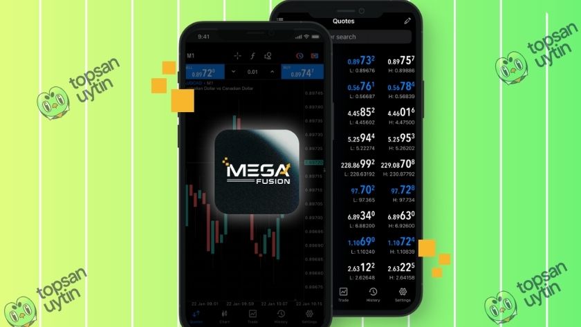 Giao diện nền tảng giao dịch trên di động của sàn Mega Fusion