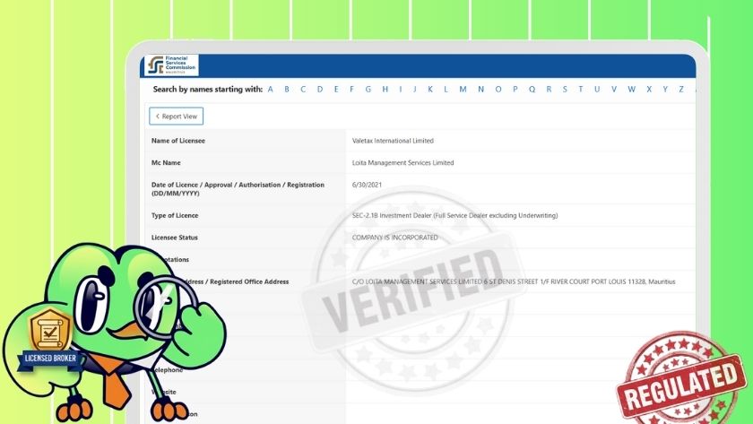 Giấy phép FSC Mautirius của Valetax